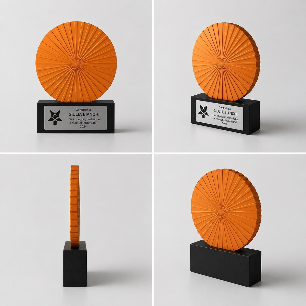 Premio Trofeo Aziendale di Design Minimalista Trofeo Geometrico "Sunburst" Premio per Risultati Straordinari e Dedizione