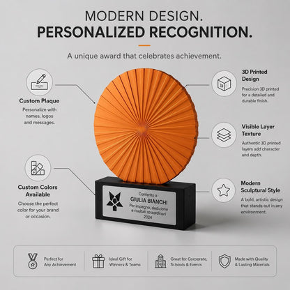 Premio Trofeo Aziendale di Design Minimalista Trofeo Geometrico "Sunburst" Premio per Risultati Straordinari e Dedizione