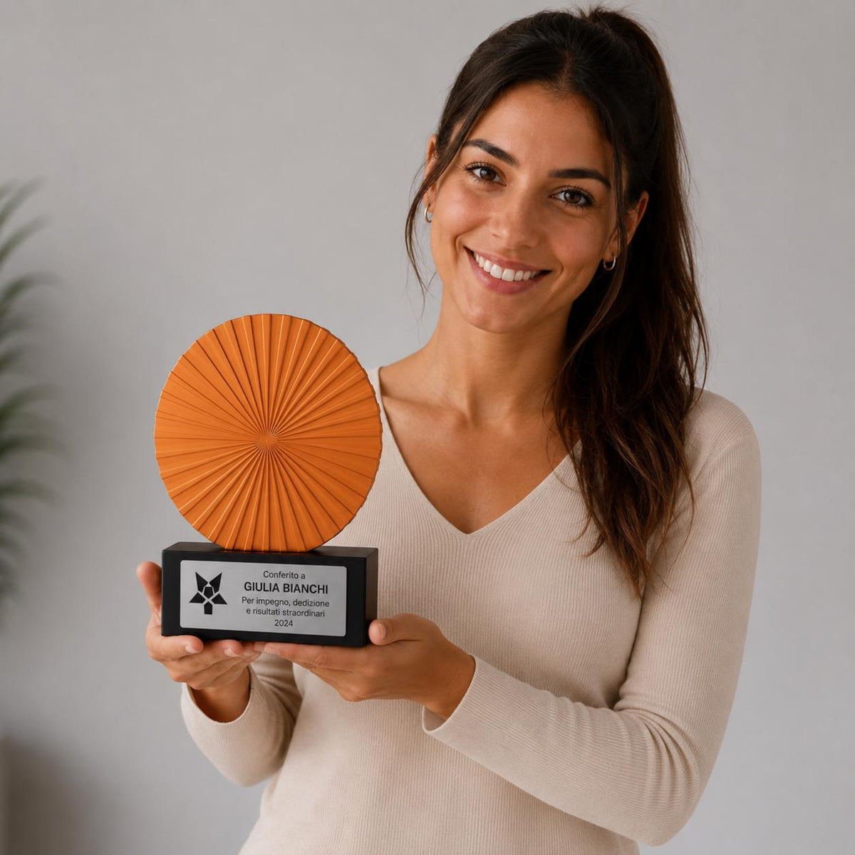 Premio Trofeo Aziendale di Design Minimalista Trofeo Geometrico "Sunburst" Premio per Risultati Straordinari e Dedizione