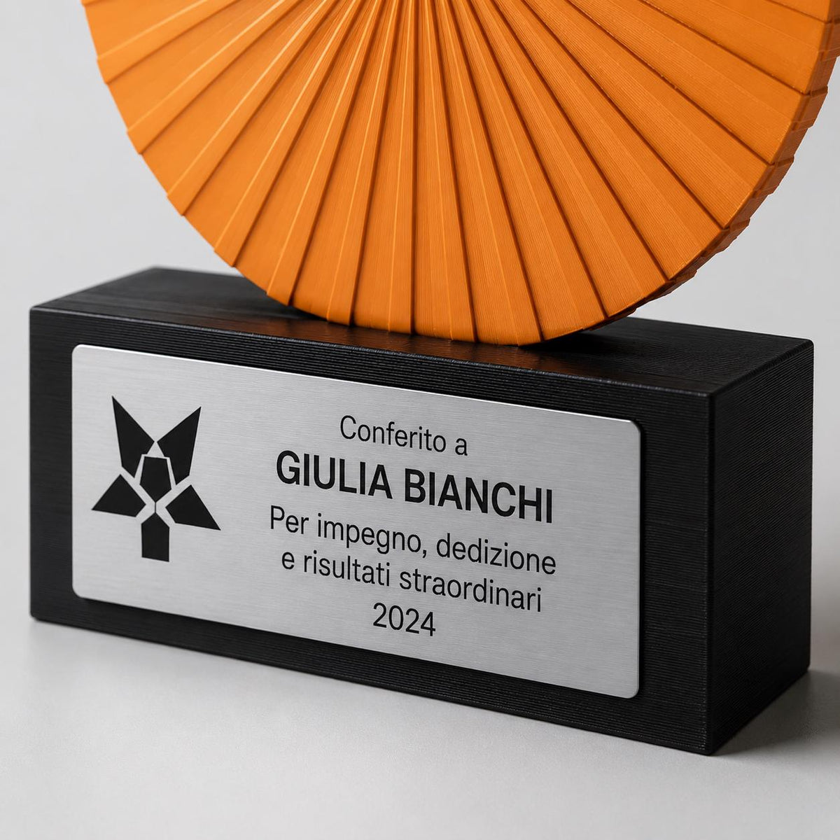 Premio Trofeo Aziendale di Design Minimalista Trofeo Geometrico "Sunburst" Premio per Risultati Straordinari e Dedizione