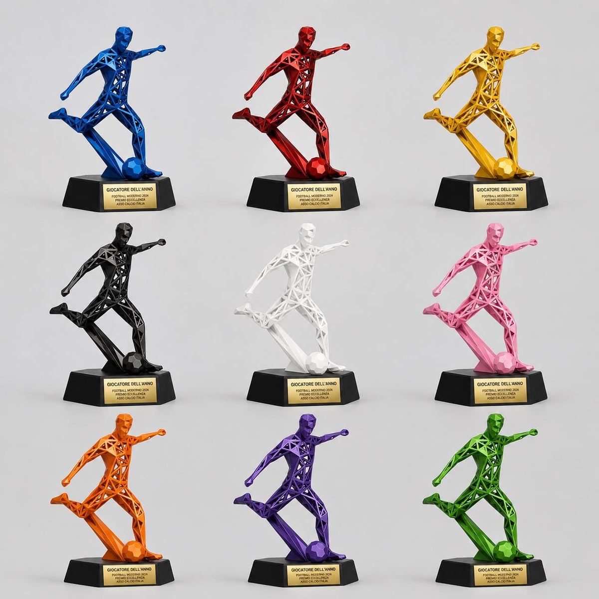 Trofeo Calcio Personalizzato 3D - Statuetta MVP Calciatore - Premio Miglior Giocatore Torneo - Regalo Sportivo Moderno