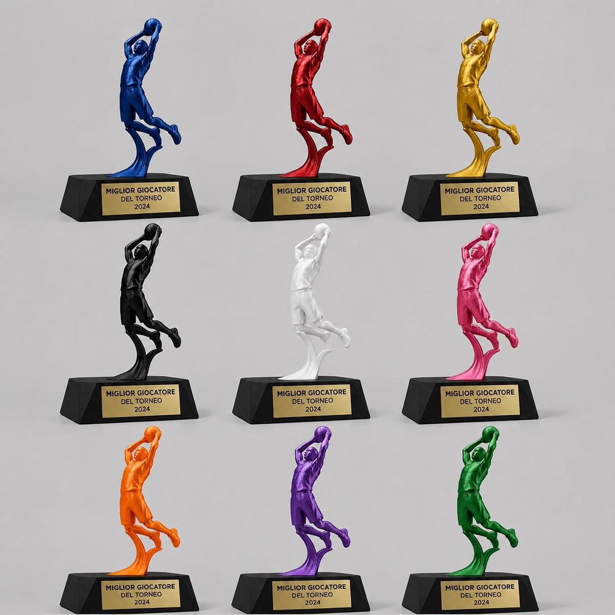Trofeo Basket Personalizzato 3D - Statuetta MVP Schiacciata Dorata - Premio Miglior Giocatore Torneo - Regalo Sportivo Moderno