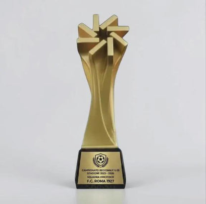 Trofeo Artistico "Helix" in Stampa 3D Oro - Premio di Design per Concorsi - Riconoscimento Corporate di Lusso con Base Nera Personalizzabile
