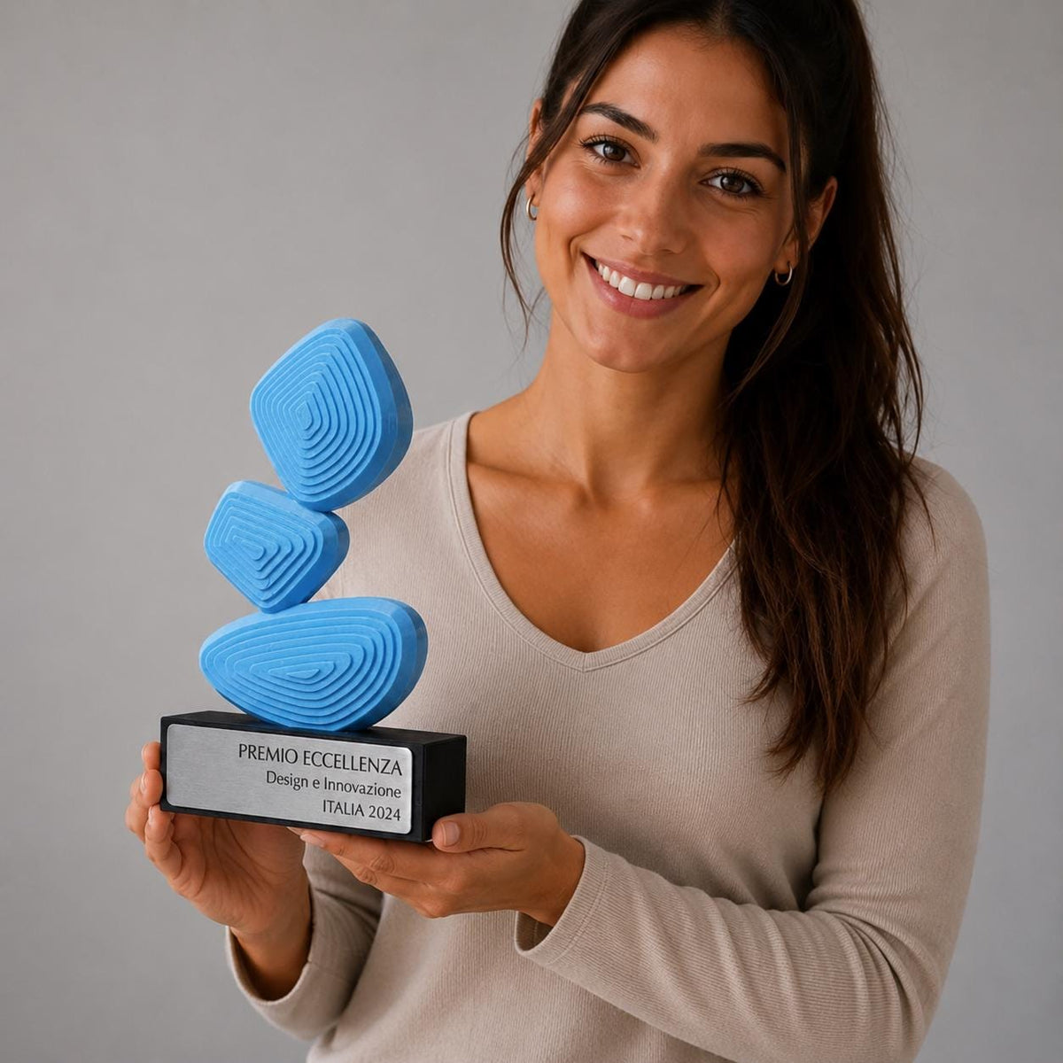 Trofeo Hi-Tech Monolito Digitale - Plexiglass Nero Lucido, Argento Specchiato e Fibra di Carbonio 3D - Premio Innovazione Tecnologica