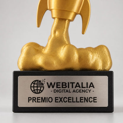 Trofeo Aziendale "Razzo" in Stampa 3D - Premio Business Personalizzato con Base in Legno - Riconoscimento Anniversario e Successi