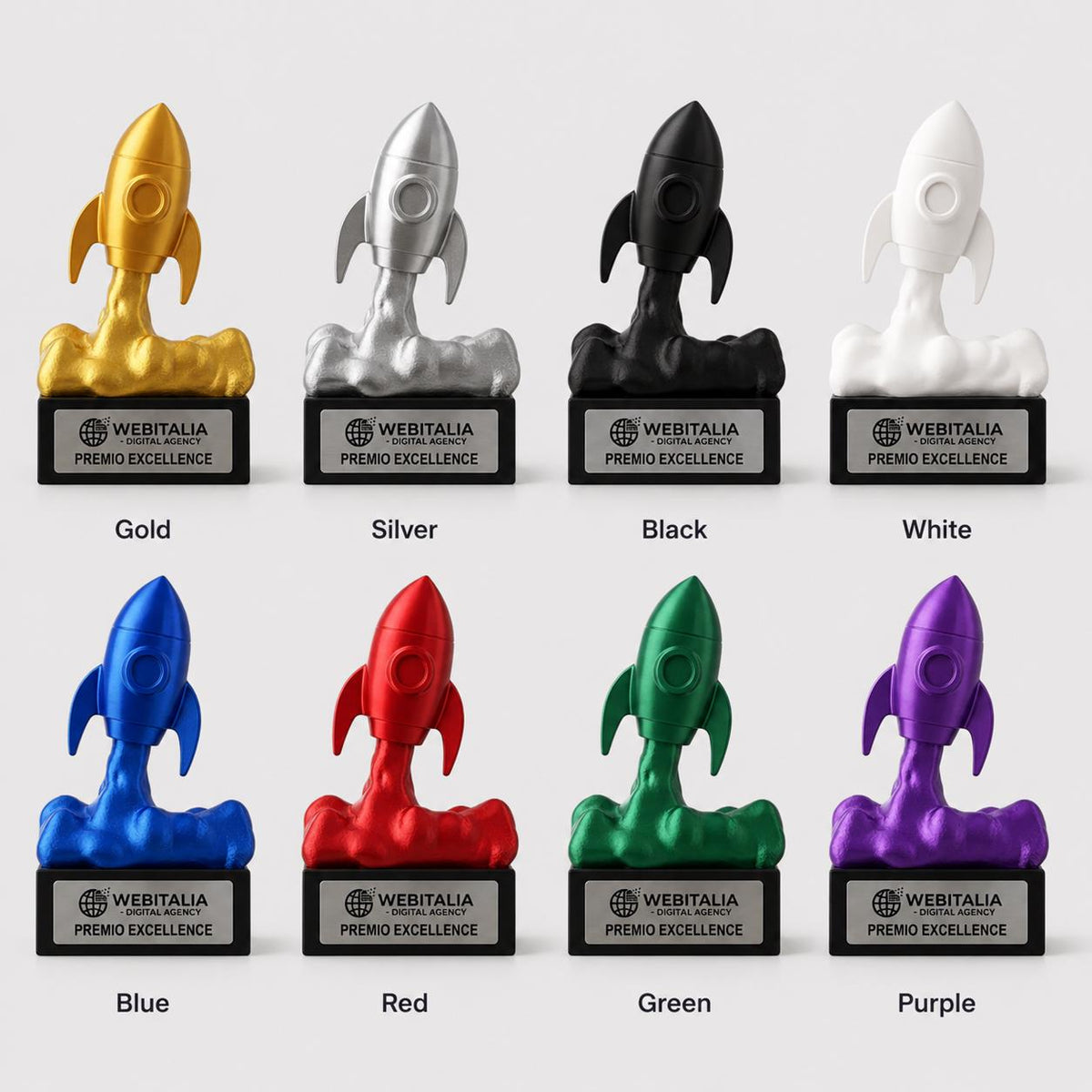 Trofeo Aziendale "Razzo" in Stampa 3D - Premio Business Personalizzato con Base in Legno - Riconoscimento Anniversario e Successi