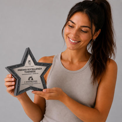 trofeo in stampa 3d a forma di stella con abs acciaio Personalizzato - Design Unico, Regalo Aziendale Moderno Trofeo "Stella dell'Eccellenza
