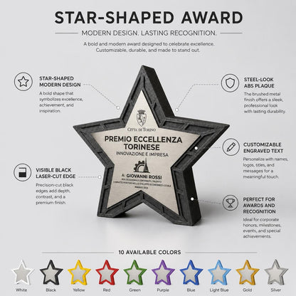 trofeo in stampa 3d a forma di stella con abs acciaio Personalizzato - Design Unico, Regalo Aziendale Moderno Trofeo "Stella dell'Eccellenza