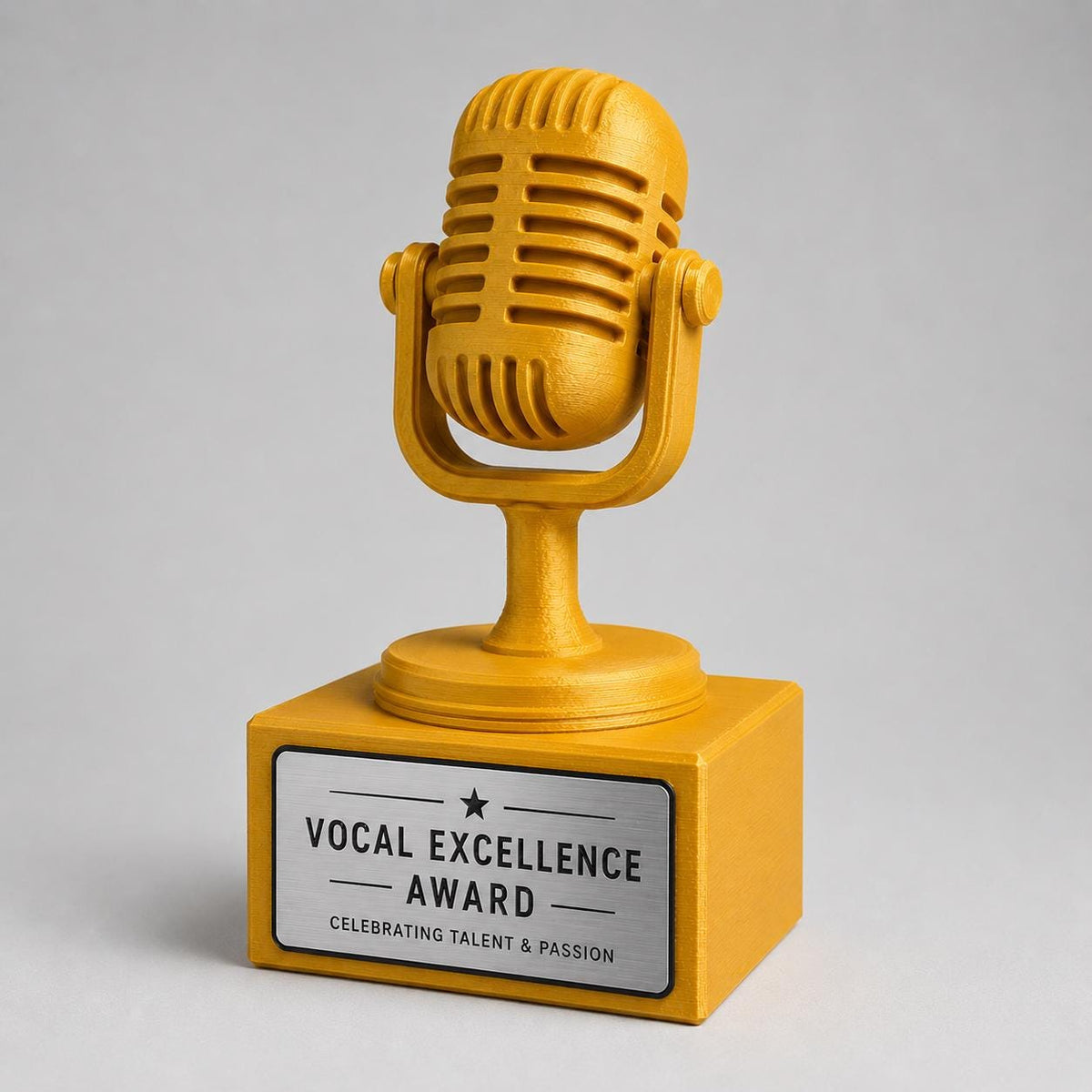 Trofeo Microfono Vintage Personalizzato in Stampa 3D, Premio Canto e Musica, Riconoscimento Podcast e Radio, Regalo per Cantante e Speaker