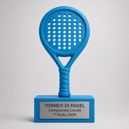Trofeo Padel Personalizzato in Stampa 3D, Premio Racchetta Design Cartoon, Torneo Padel e Campionato, Riconoscimento Sportivo con Targhetta