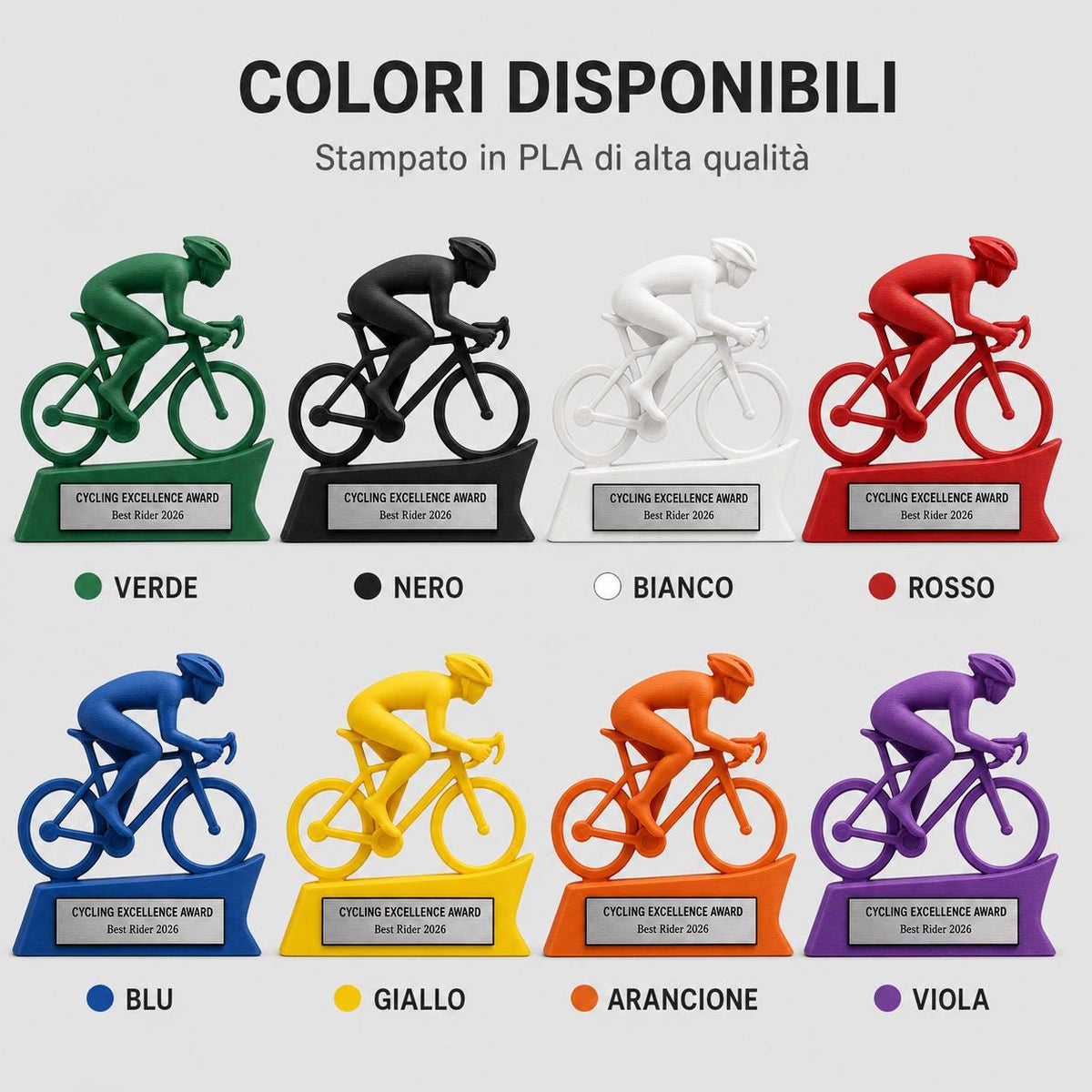 Trofeo Ciclismo Personalizzato in Stampa 3D, Premio Bicicletta da Corsa, Gara Ciclistica e Mountain Bike, Riconoscimento Ciclista Targhetta