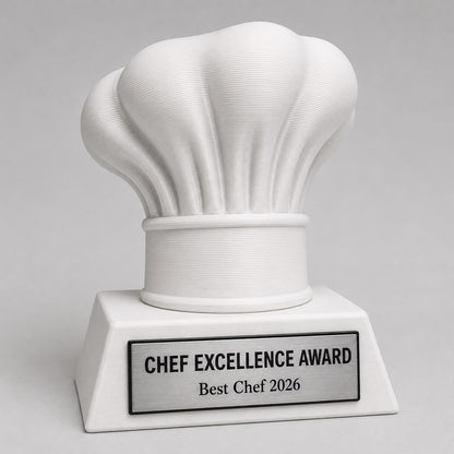 Trofeo Chef Personalizzato in Stampa 3D, Premio Cucina e Pasticceria, Gara Gastronomica e Contest Culicario, Regalo per Cuoco con Targhetta