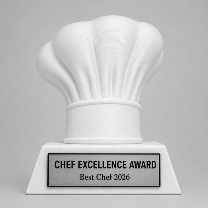 Trofeo Chef Personalizzato in Stampa 3D, Premio Cucina e Pasticceria, Gara Gastronomica e Contest Culicario, Regalo per Cuoco con Targhetta