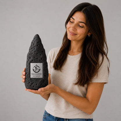 Premio personalizzato in stampa 3d effetto pietra e abs effetto oro: trofeo di riconoscimento aziendale inciso. effetto luxury
