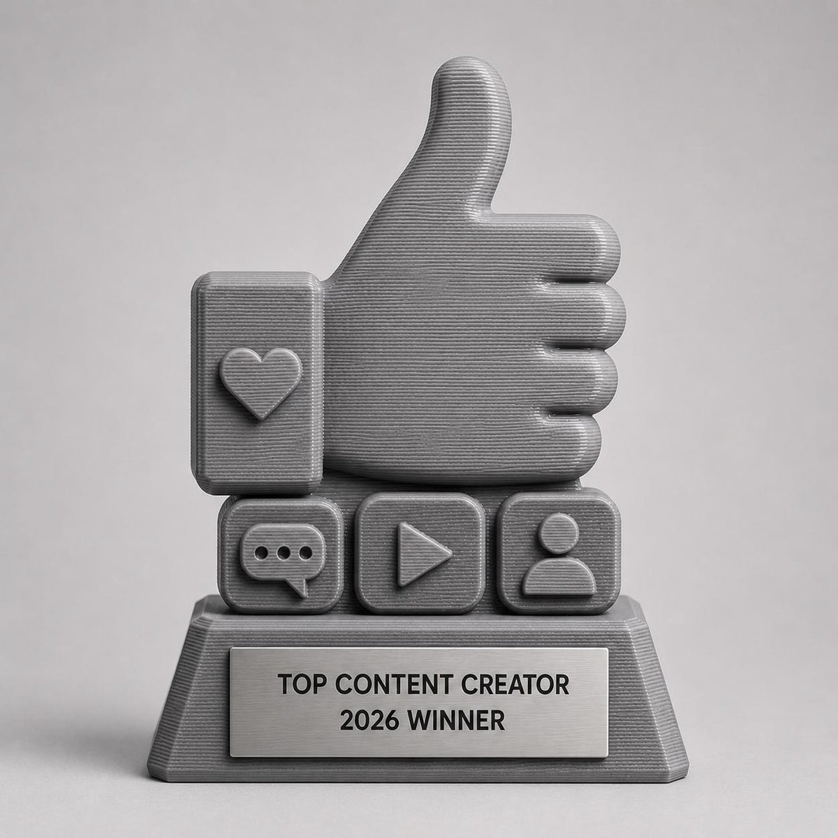 Trofeo Social Media Personalizzato in Stampa 3D Premio Like Content Creator Riconoscimento Influencer Youtube TikTok Twitch Regalo Marketing