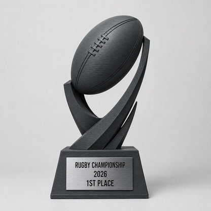 Trofeo rugby personalizzato in stampa 3D, premio rugby championship, trofeo palla da rugby, award sportivo PLA, targhetta ABS acciaio