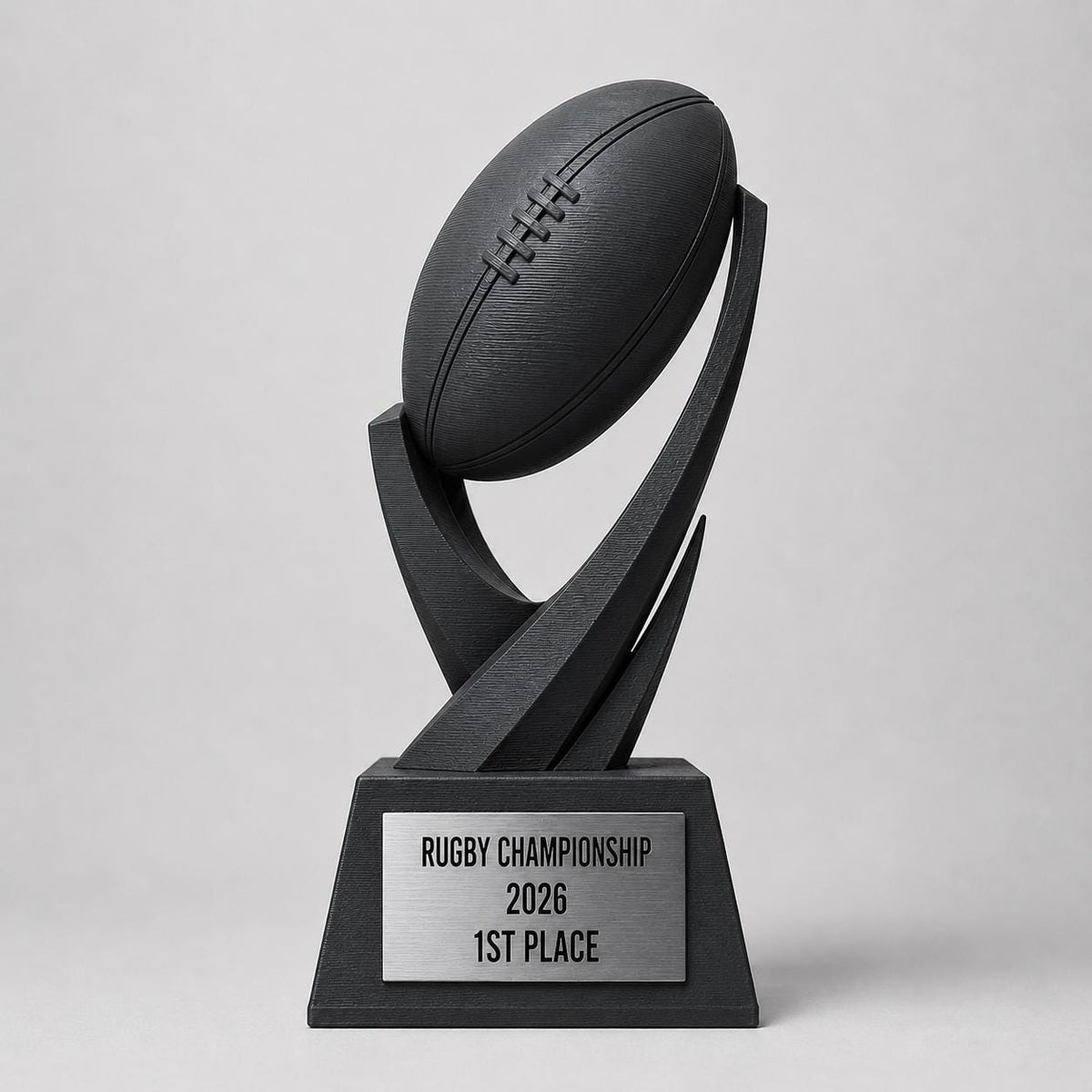 Trofeo rugby personalizzato in stampa 3D, premio rugby championship, trofeo palla da rugby, award sportivo PLA, targhetta ABS acciaio