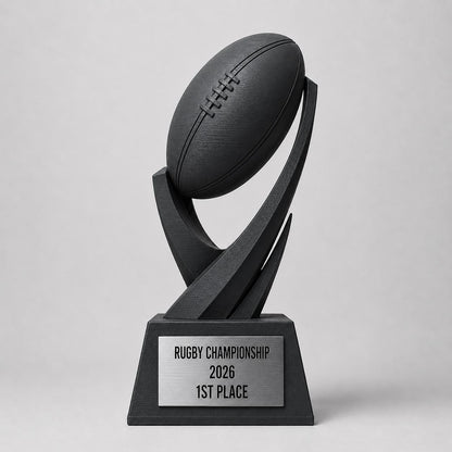 Trofeo rugby personalizzato in stampa 3D, premio rugby championship, trofeo palla da rugby, award sportivo PLA, targhetta ABS acciaio