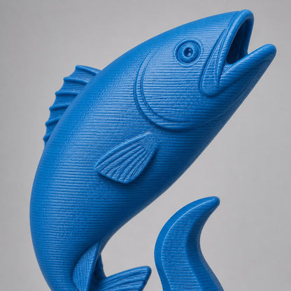 Trofeo Pesca Personalizzato Stampa 3D Blu | Premio Gara Pesca Sportiva Design Moderno | Regalo Pescatore Placca Incisa Personalizzabile