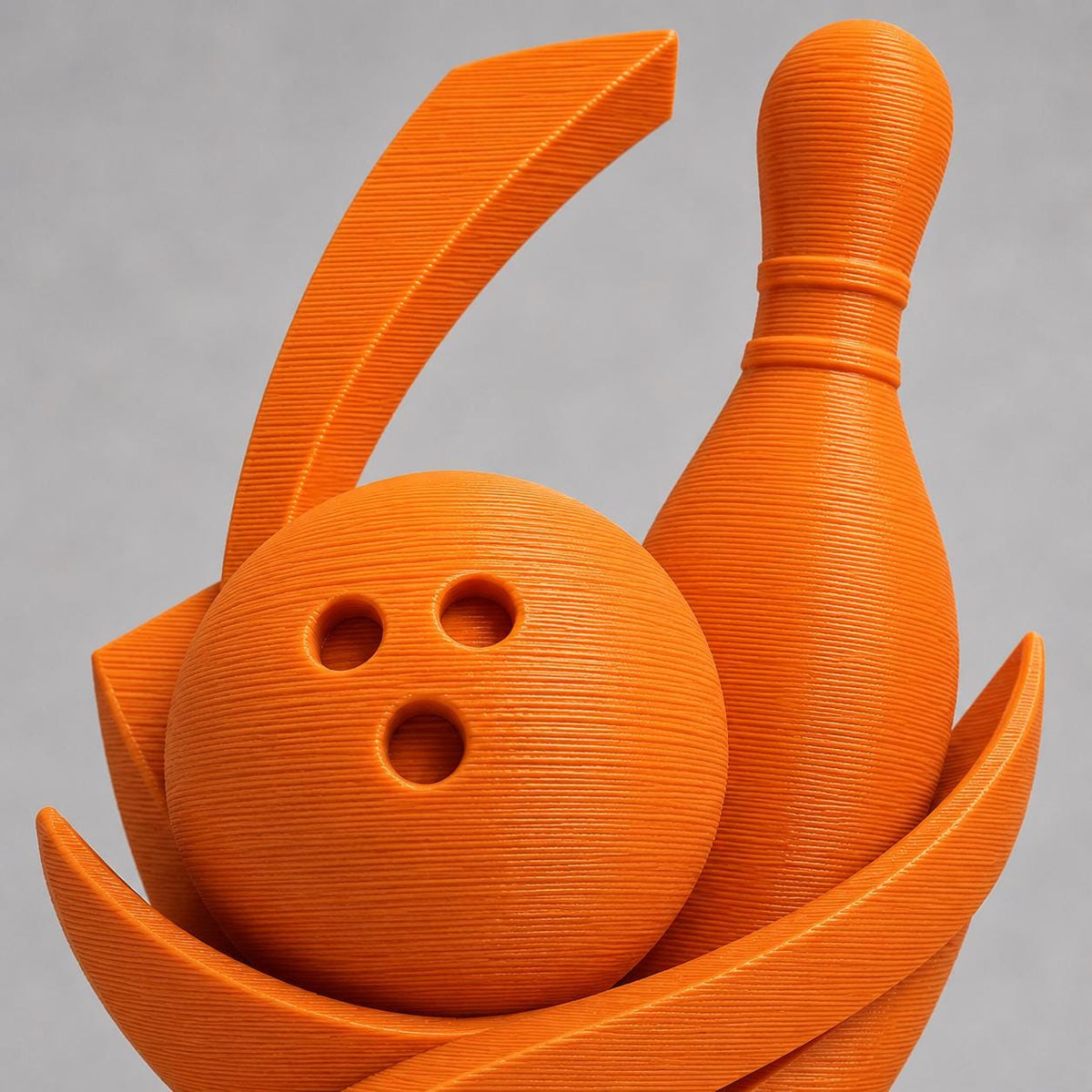 Trofeo Bowling Personalizzato Stampa 3D Arancione | Premio Torneo Bowling Strike Design Birillo | Regalo Giocatore Placca Incisa