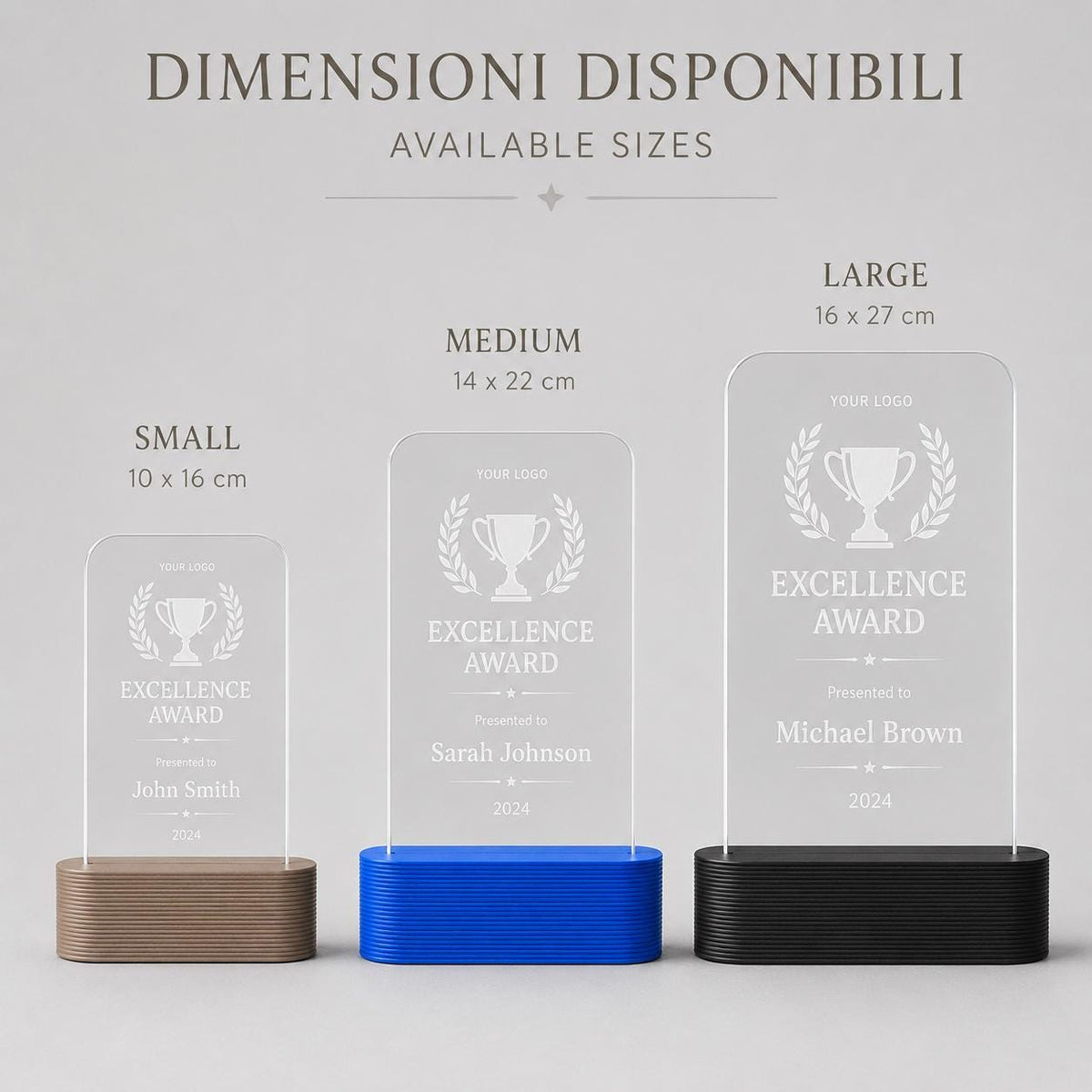 Trofeo calcio personalizzato in plexiglass inciso, premio miglior giocatore MVP con logo squadra, base PLA 3D