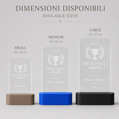 Trofeo calcio personalizzato in plexiglass inciso, premio miglior giocatore MVP con logo squadra, base PLA 3D