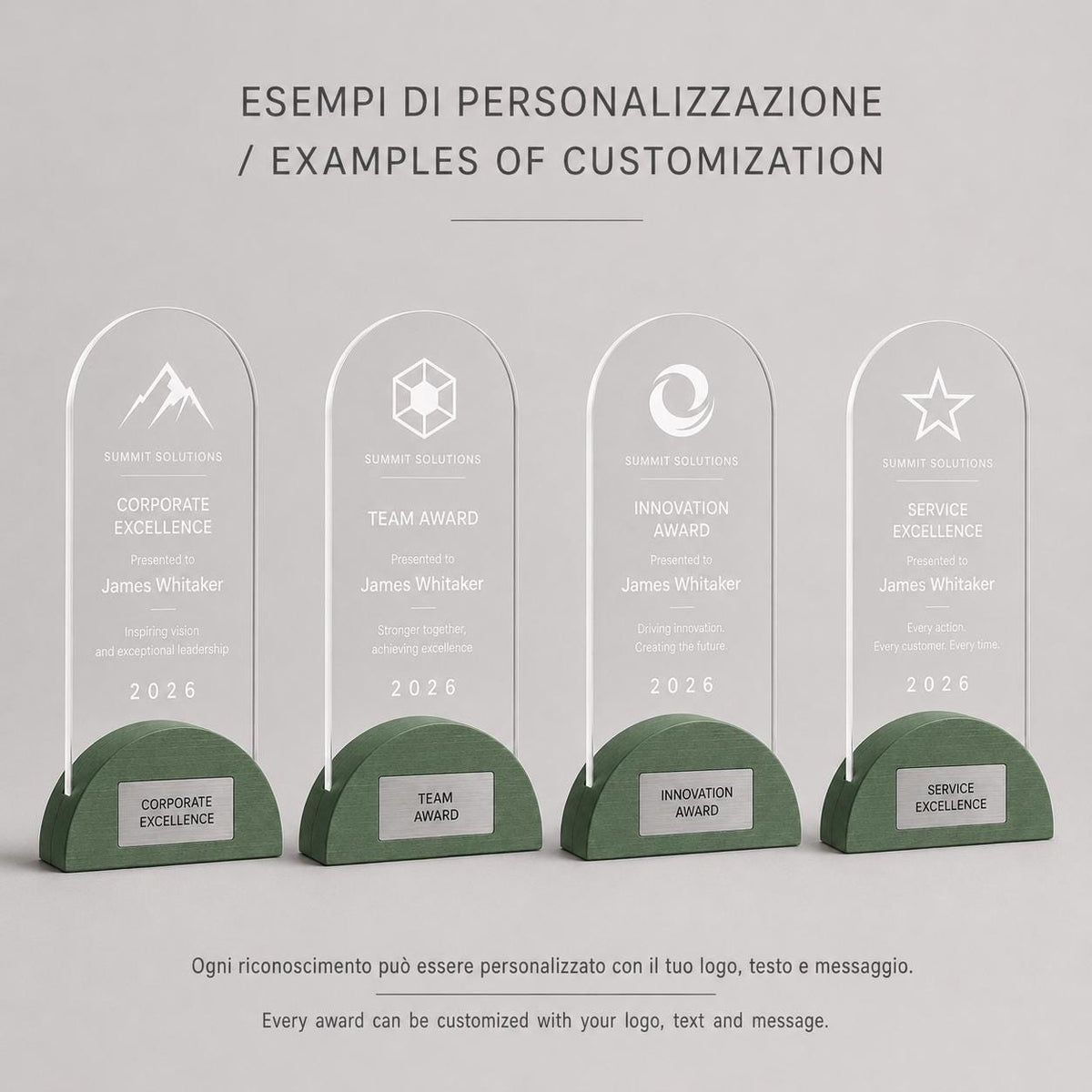 Premio ad arco colorato inciso su plexiglas personalizzato, design personalizzato, targa moderna in plexiglas, personalizzabile targa premio