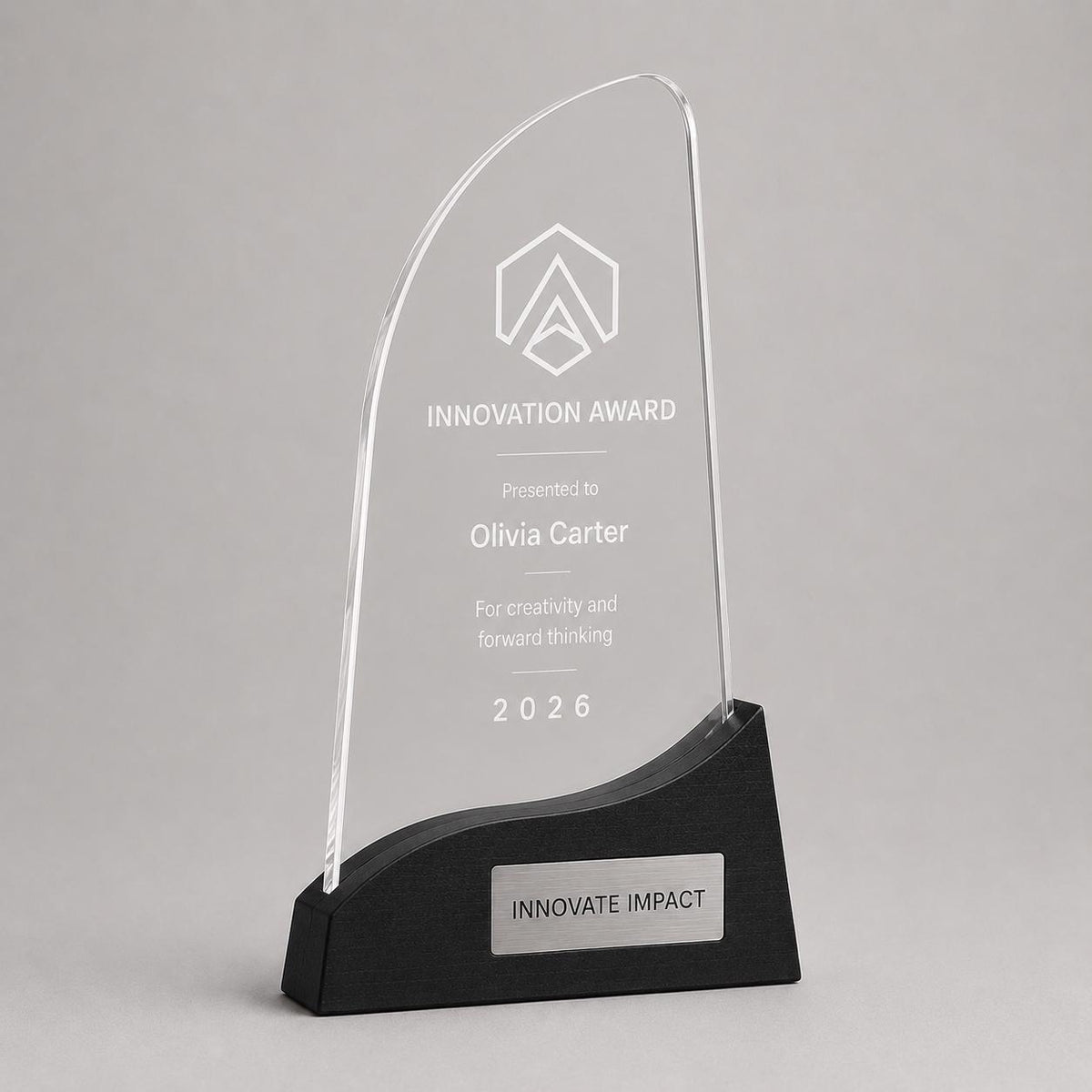 Premio a onda ufficio colorato inciso su plexiglas personalizzato, design personalizzato, targa moderna in plexiglas, personalizzabile targa