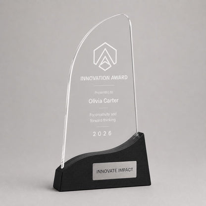 Premio a onda ufficio colorato inciso su plexiglas personalizzato, design personalizzato, targa moderna in plexiglas, personalizzabile targa
