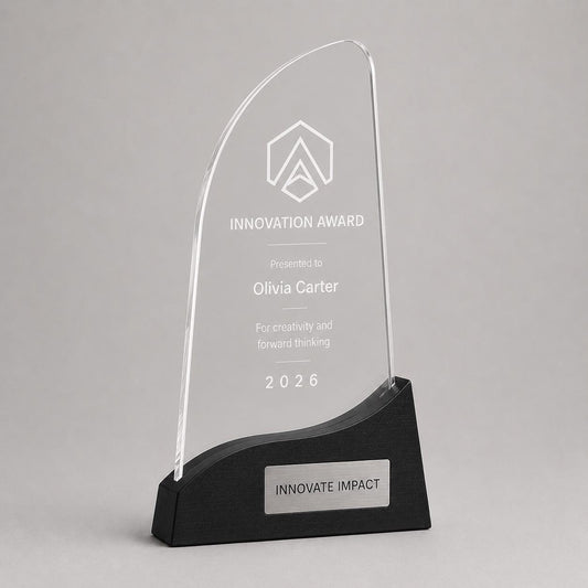 Premio a onda ufficio colorato inciso su plexiglas personalizzato, design personalizzato, targa moderna in plexiglas, personalizzabile targa