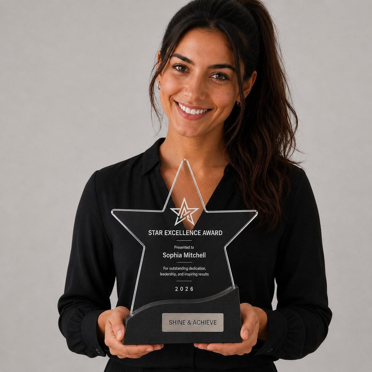 Premio stelle ufficio colorato inciso su plexiglas personalizzato, design personalizzato, targa moderna in plexiglas, personalizzabile targa