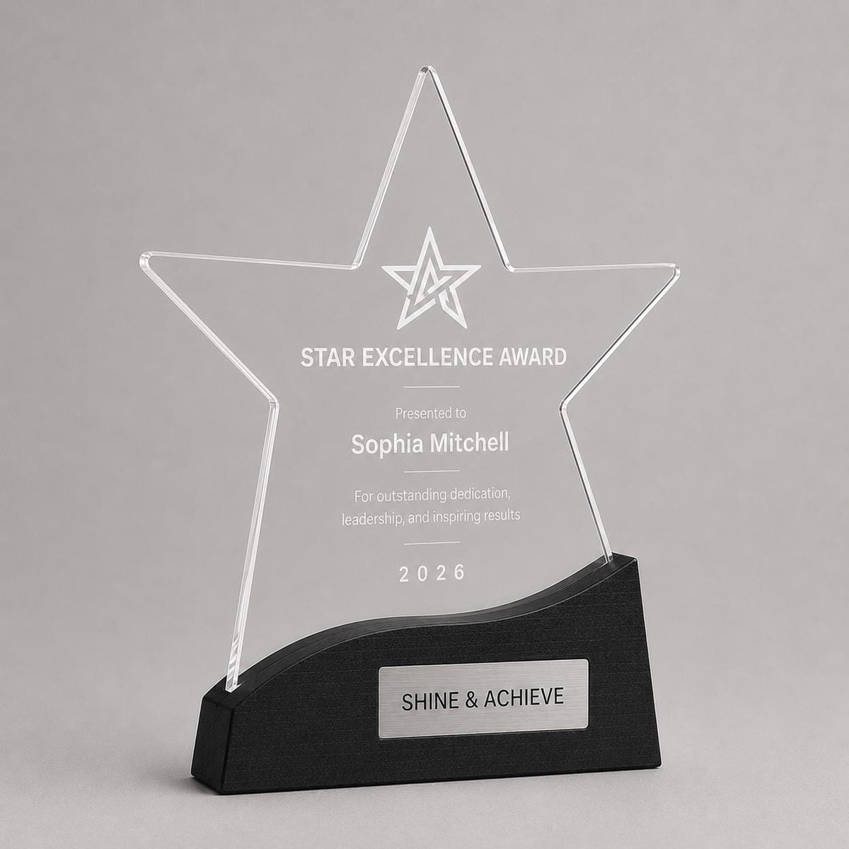Premio stelle ufficio colorato inciso su plexiglas personalizzato, design personalizzato, targa moderna in plexiglas, personalizzabile targa