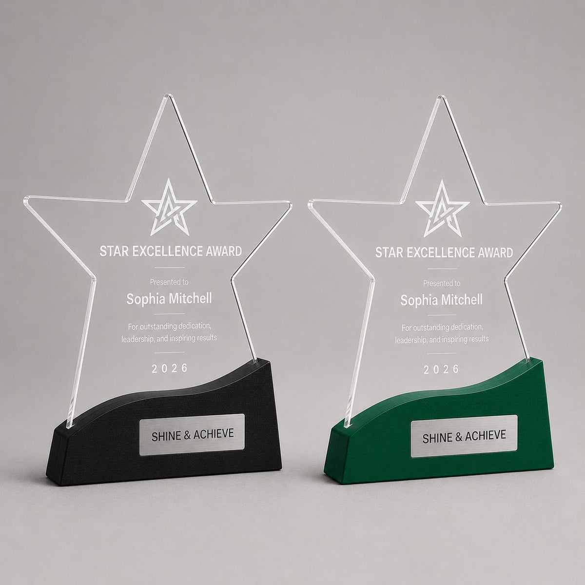 Premio stelle ufficio colorato inciso su plexiglas personalizzato, design personalizzato, targa moderna in plexiglas, personalizzabile targa