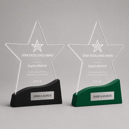 Premio stelle ufficio colorato inciso su plexiglas personalizzato, design personalizzato, targa moderna in plexiglas, personalizzabile targa