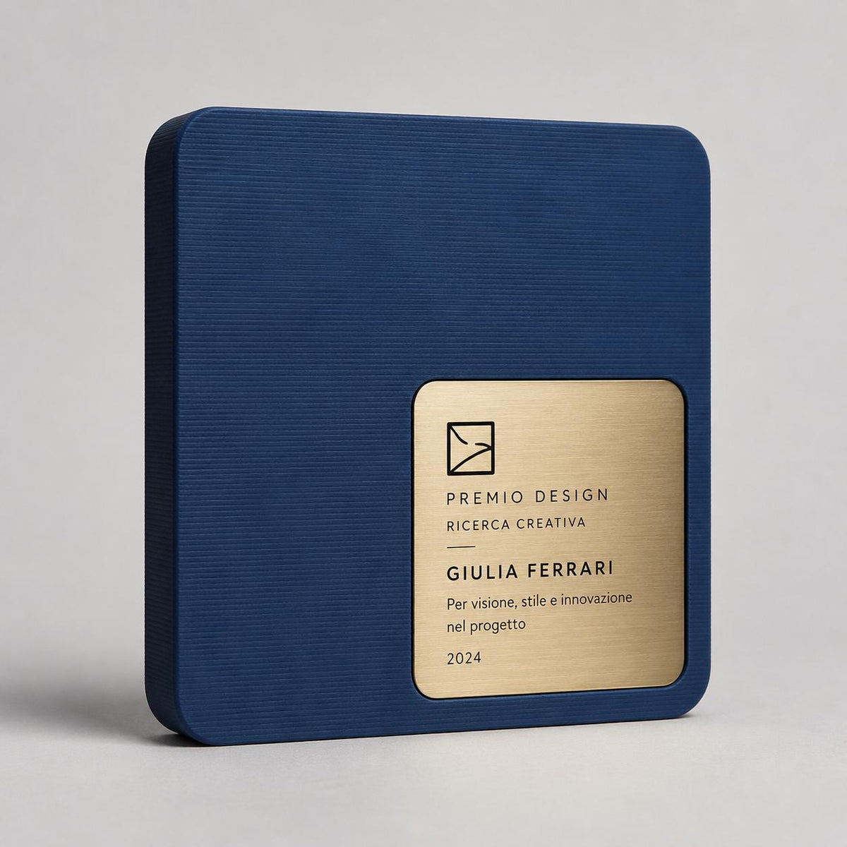 Placca quadro Aziendale Minimalista in Stampa 3D e Acciaio Spazzolato | Trofeo di Riconoscimento Personalizzato Moderno | Premio Leadership