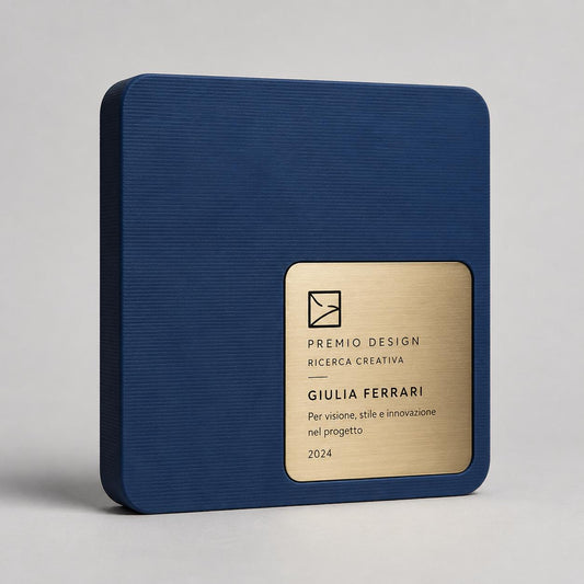 Placca quadro Aziendale Minimalista in Stampa 3D e Acciaio Spazzolato | Trofeo di Riconoscimento Personalizzato Moderno | Premio Leadership