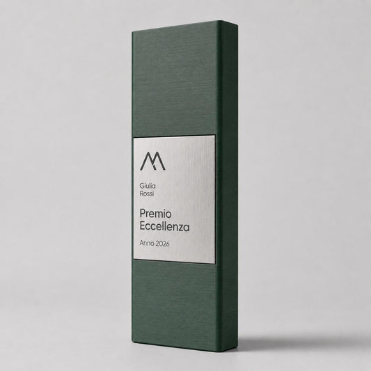 Premio eccellenza Minimalista in Stampa 3D e Acciaio Spazzolato | Trofeo di Riconoscimento Personalizzato Moderno | Premio Leadership