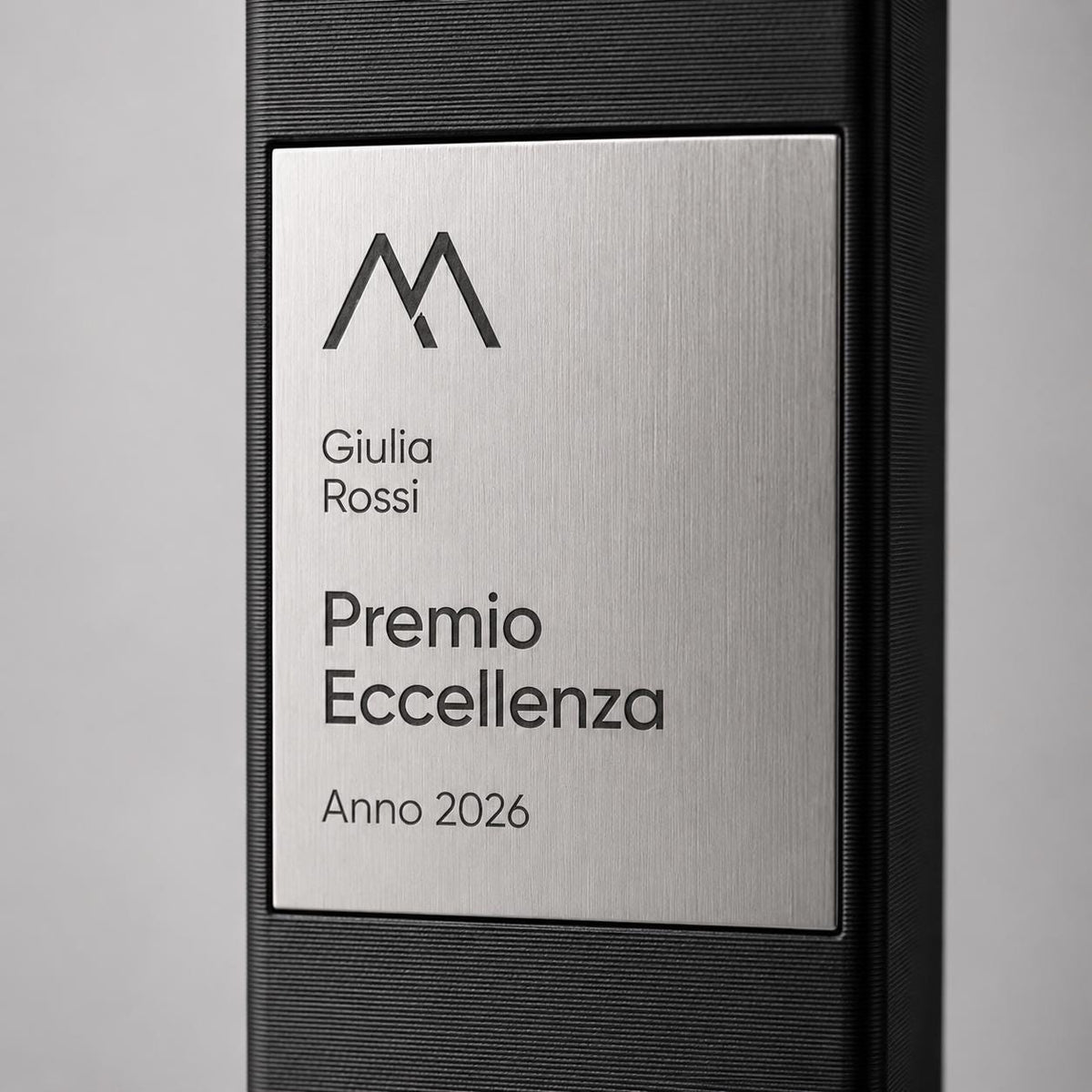 Premio eccellenza Minimalista in Stampa 3D e Acciaio Spazzolato | Trofeo di Riconoscimento Personalizzato Moderno | Premio Leadership