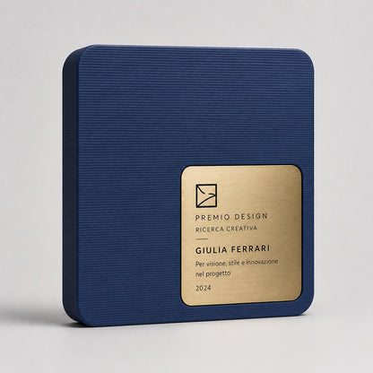 Placca quadro Aziendale Minimalista in Stampa 3D e Acciaio Spazzolato | Trofeo di Riconoscimento Personalizzato Moderno | Premio Leadership