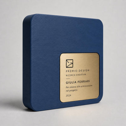 Placca quadro Aziendale Minimalista in Stampa 3D e Acciaio Spazzolato | Trofeo di Riconoscimento Personalizzato Moderno | Premio Leadership