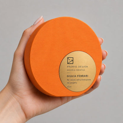 Placca tondo Aziendale Minimalista in Stampa 3D e Acciaio Spazzolato | Trofeo di Riconoscimento Personalizzato Moderno | Premio Leadership