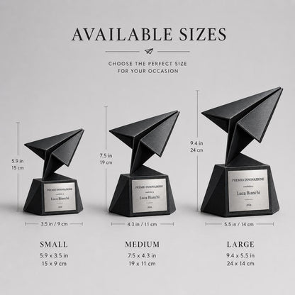 Trofeo Premio Innovazione "Aeroplanino di Carta" in Stampa 3D | Premio Start-Up e Visione Aziendale Personalizzato | Targa Geometrica Modern