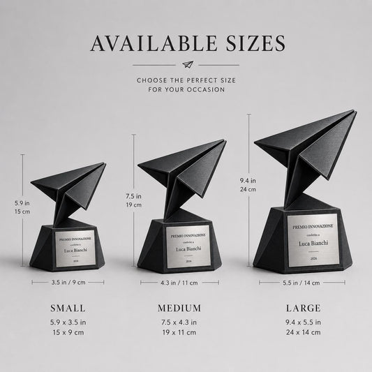 Trofeo Premio Innovazione "Aeroplanino di Carta" in Stampa 3D | Premio Start-Up e Visione Aziendale Personalizzato | Targa Geometrica Modern