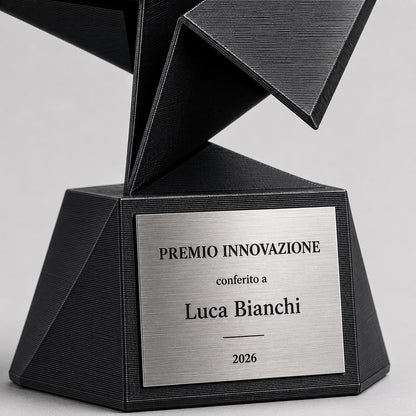 Trofeo Premio Innovazione "Aeroplanino di Carta" in Stampa 3D | Premio Start-Up e Visione Aziendale Personalizzato | Targa Geometrica Modern