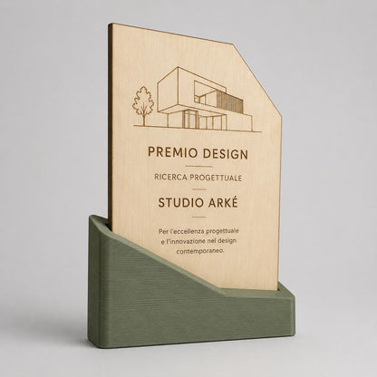Premio ecologico in legno colorato inciso personalizzato, design personalizzato, targa moderna in legno, personalizzabile targa
