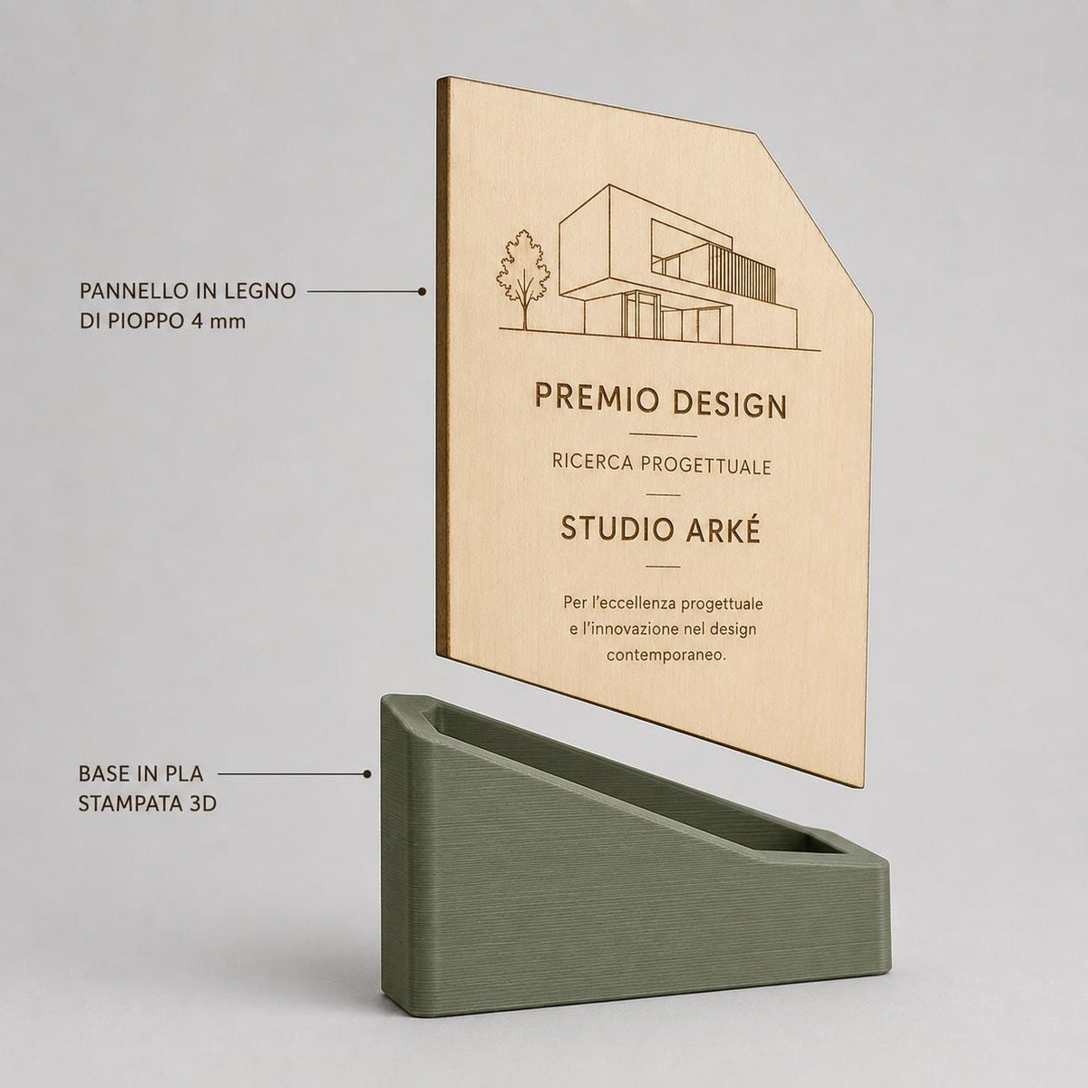 Premio ecologico in legno colorato inciso personalizzato, design personalizzato, targa moderna in legno, personalizzabile targa