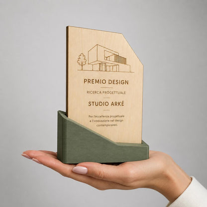 Premio ecologico in legno colorato inciso personalizzato, design personalizzato, targa moderna in legno, personalizzabile targa