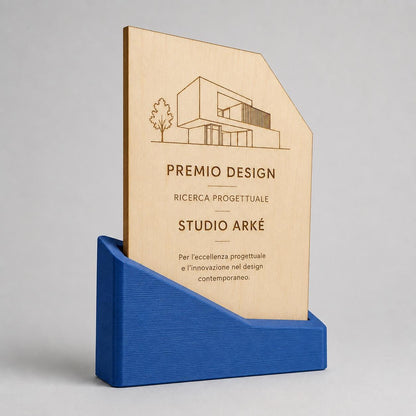 Premio ecologico in legno colorato inciso personalizzato, design personalizzato, targa moderna in legno, personalizzabile targa