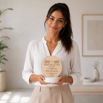 Premiazione green ecologica in legno colorato inciso personalizzato, design personalizzato, targa moderna in legno, personalizzabile targa