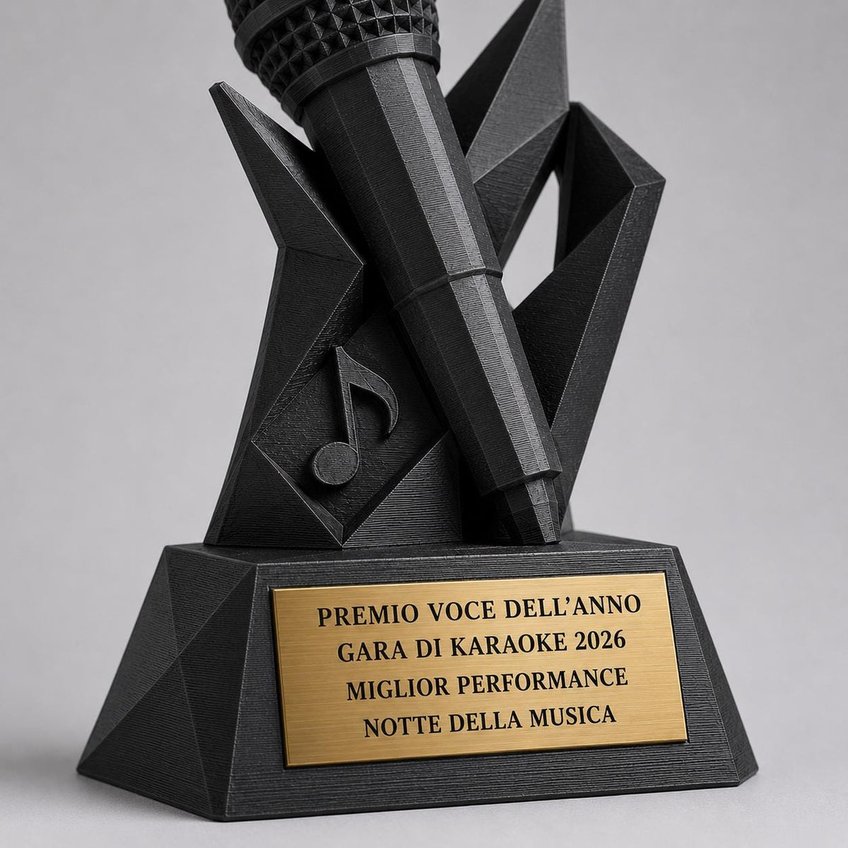 Trofeo Microfono Musicale Personalizzato in Stampa 3D | Premio Voce dell'Anno e Miglior Performance | Targa Oro Incisa Canto e Karaoke